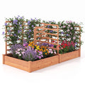 Airfind Raised Garden Bed with 2 Planter Boxes and 3 Trellis, 22 lbs Capacity, Fir Wood Frame, 88 x 45 x 43 (L x W x H) Interior Footprint
