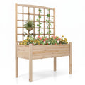 Airfind Raised Garden Bed with Lattice Trellis and Drainage Holes Elevated, 176 lbs Capacity, Fir Wood Frame, Natural