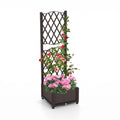 Airfind Raised Garden Bed with Trellis Planter Box for Climbing Plants, PP Frame, 16 x 16 x 48 Footprint, Brown