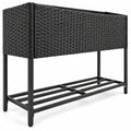 Airfind Raised Wicker Garden Bed with Storage Shelf and Removable Liner, 132 lbs Shelf Capacity, Metal Frame, 40 x 12 x 28 Planter Footprint