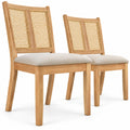 Airfind Rattan Dining Chairs Set of 2 with Curved Backrest and Padded Seat for Dining Room, 380 lbs Capacity, Rubber Wood Frame, Natural