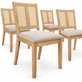 Airfind Rattan Dining Chairs Set of 4 with Curved Backrest Padded Seat for Dining Room, 380 lbs Capacity, 20 x 22 x 34.5 Footprint, Natural