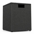 Airfind Rattan Propane Tank Cover Patio Hideaway Tank Side Table, 80 lbs Capacity, PE Rattan Metal Frame, 16 x 16 x 22.5 Footprint, Black