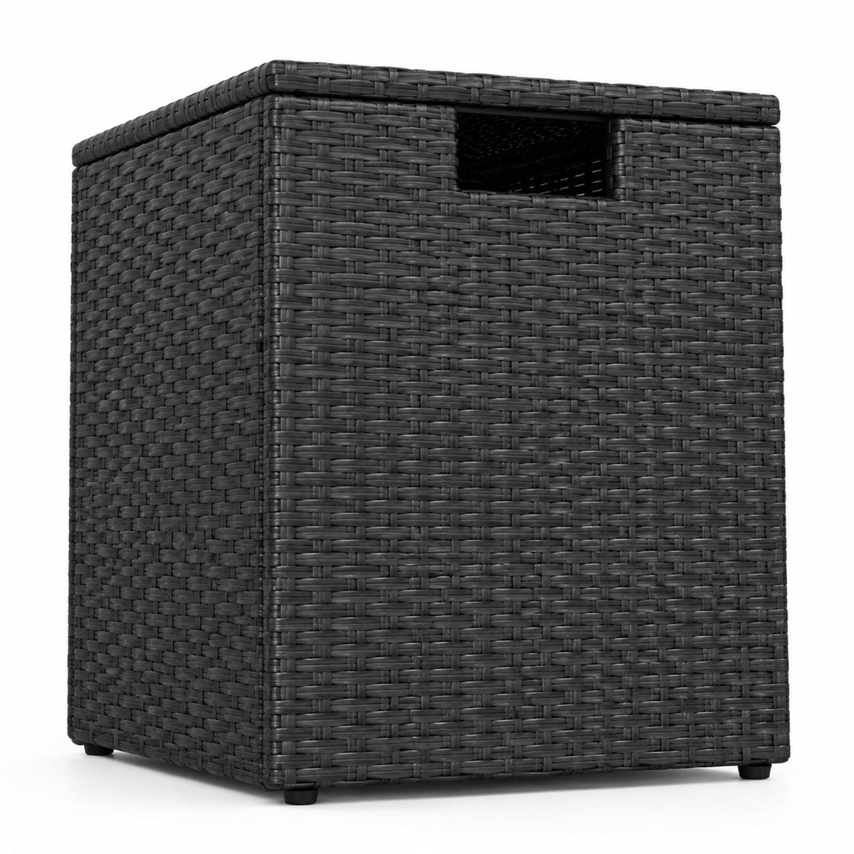 Airfind Rattan Propane Tank Cover Patio Hideaway Tank Side Table, 80 lbs Capacity, PE Rattan Metal Frame, 16 x 16 x 22.5 Footprint, Black