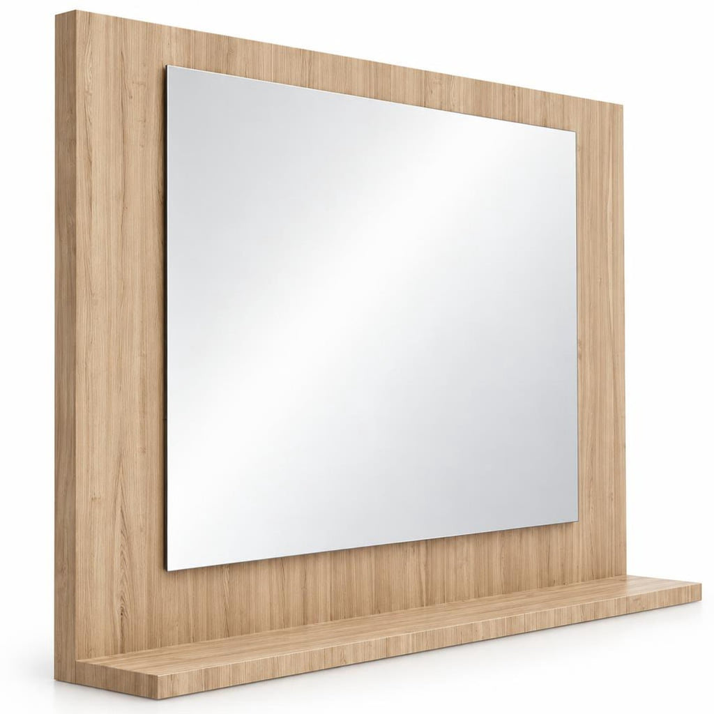 Airfind Rectangle Bathroom Mirror with Shelf 23.5 x 17.5 Inch and Wood Frame, 23.5 x 4 x 17.5Mirror Footprint, Brown