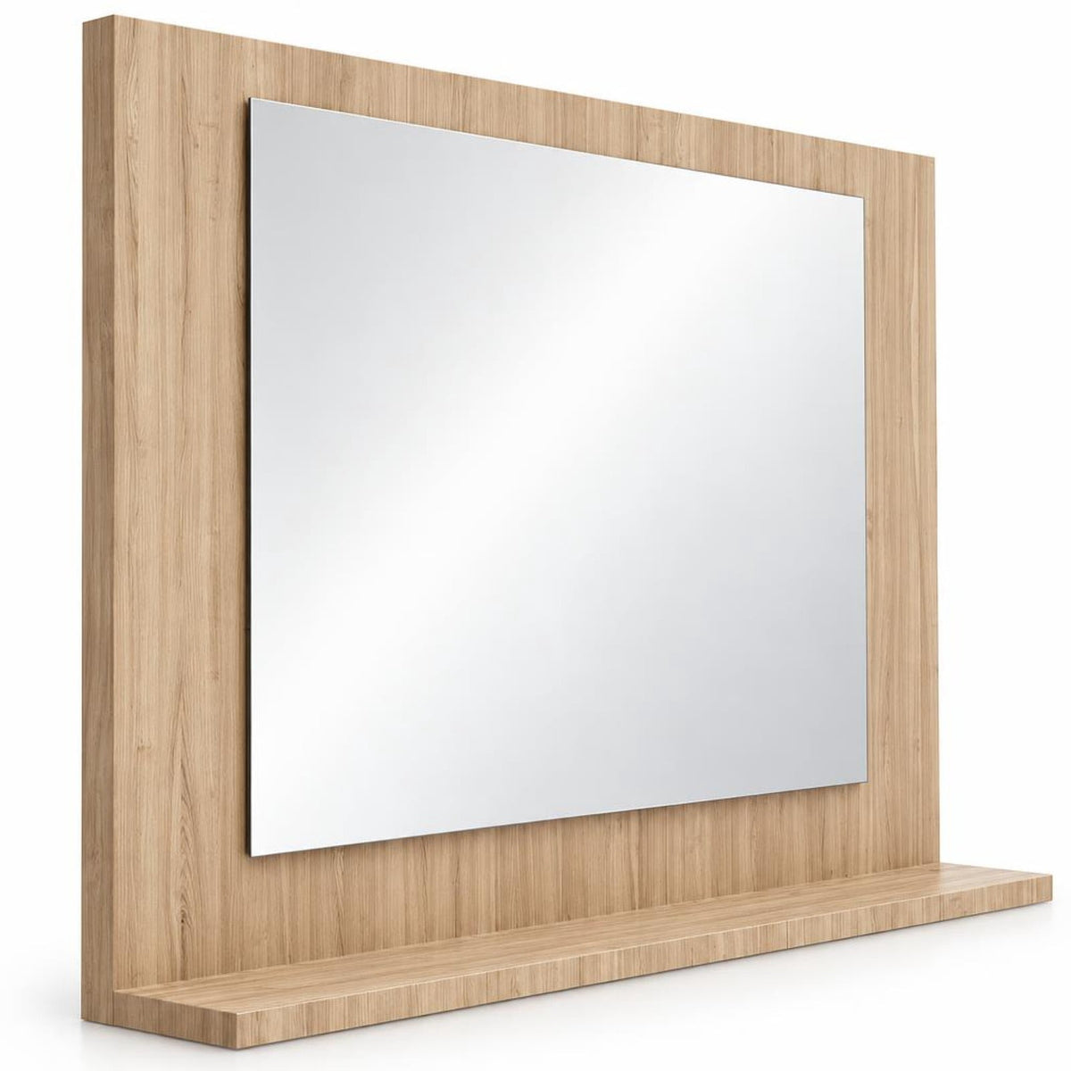 Airfind Rectangle Bathroom Mirror with Shelf 23.5 x 17.5 Inch and Wood Frame, 23.5 x 4 x 17.5Mirror Footprint, Brown