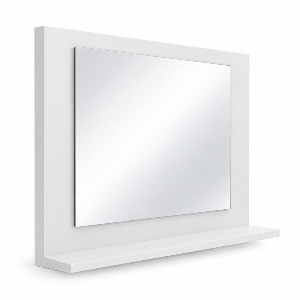 Airfind Rectangle Bathroom Mirror with Shelf 23.5 x 17.5 Inch and Wood Frame, 23.5 x 4 x 17.5Mirror Footprint, White