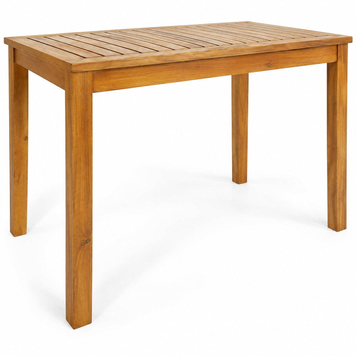 Airfind Rectangular Indoor and Outdoor Bar Height Table for Garden, 45 x 24 x 39.5Weight Footprint, TeakMaterial Acacia WoodOverall