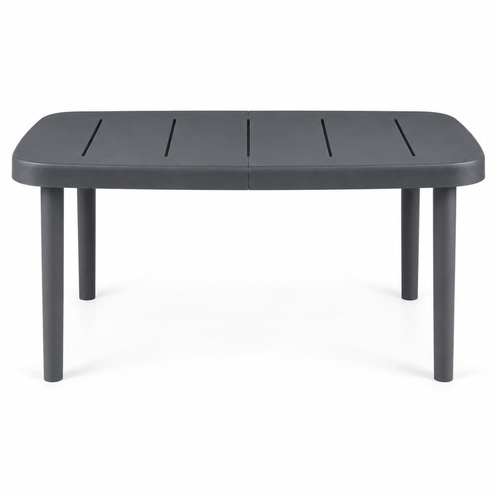 Airfind Rectangular Patio Storage Side Table with Aluminum Alloy Rods for Poolside, 110 lbs Capacity, ABS PP Aluminum Alloy Frame, Gray