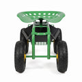 Airfind Red/Green Garden Cart Rolling Work Seat With Heavy Duty Tool Tray Gardening Planting, 33 x 16 x 22 Footprint, Green