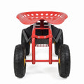 Airfind Red/Green Garden Cart Rolling Work Seat With Heavy Duty Tool Tray Gardening Planting, 33 x 16 x 22 Footprint, Red