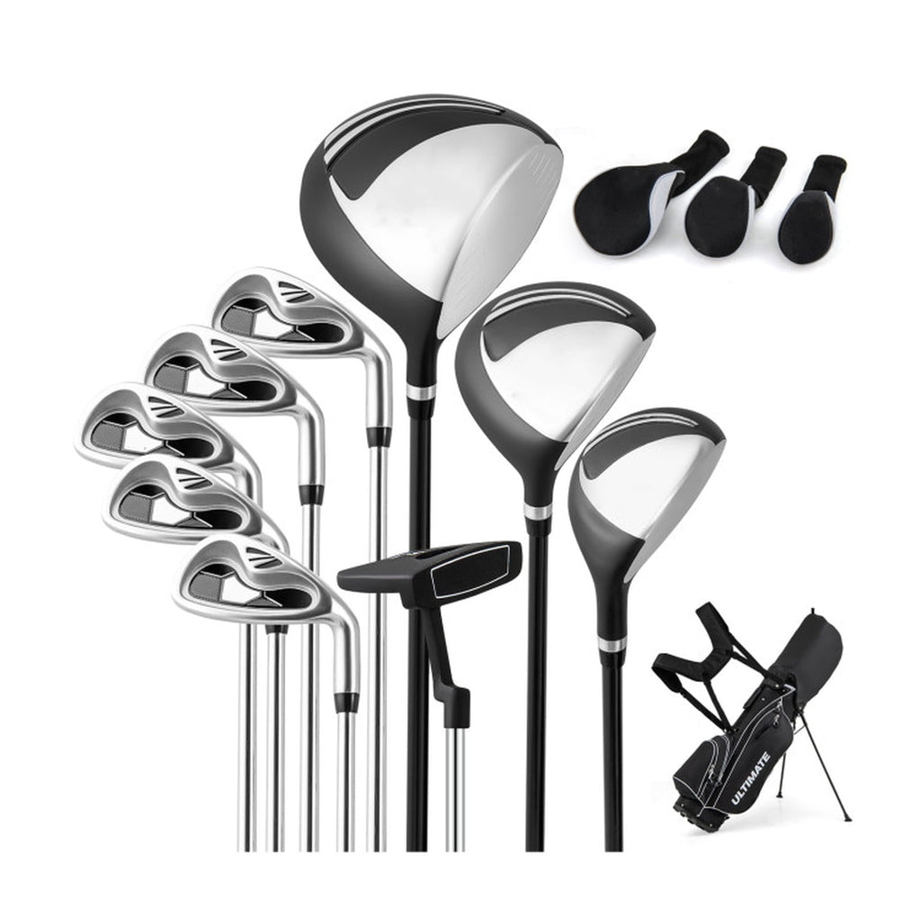 Airfind Right-Handed Golf Club Set for Adults with 11 Pieces Including a Titanium Driver and Stainless Irons Plus Putter and Premium Stand Bag as a Complete Golf Club Set, Dark