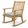 Airfind Rocking Chair with Cushion Solid Rubber Wood Rocker with Padded Seat, 160 kg Capacity, Rubber Wood Fabric Sponge Frame, Natural