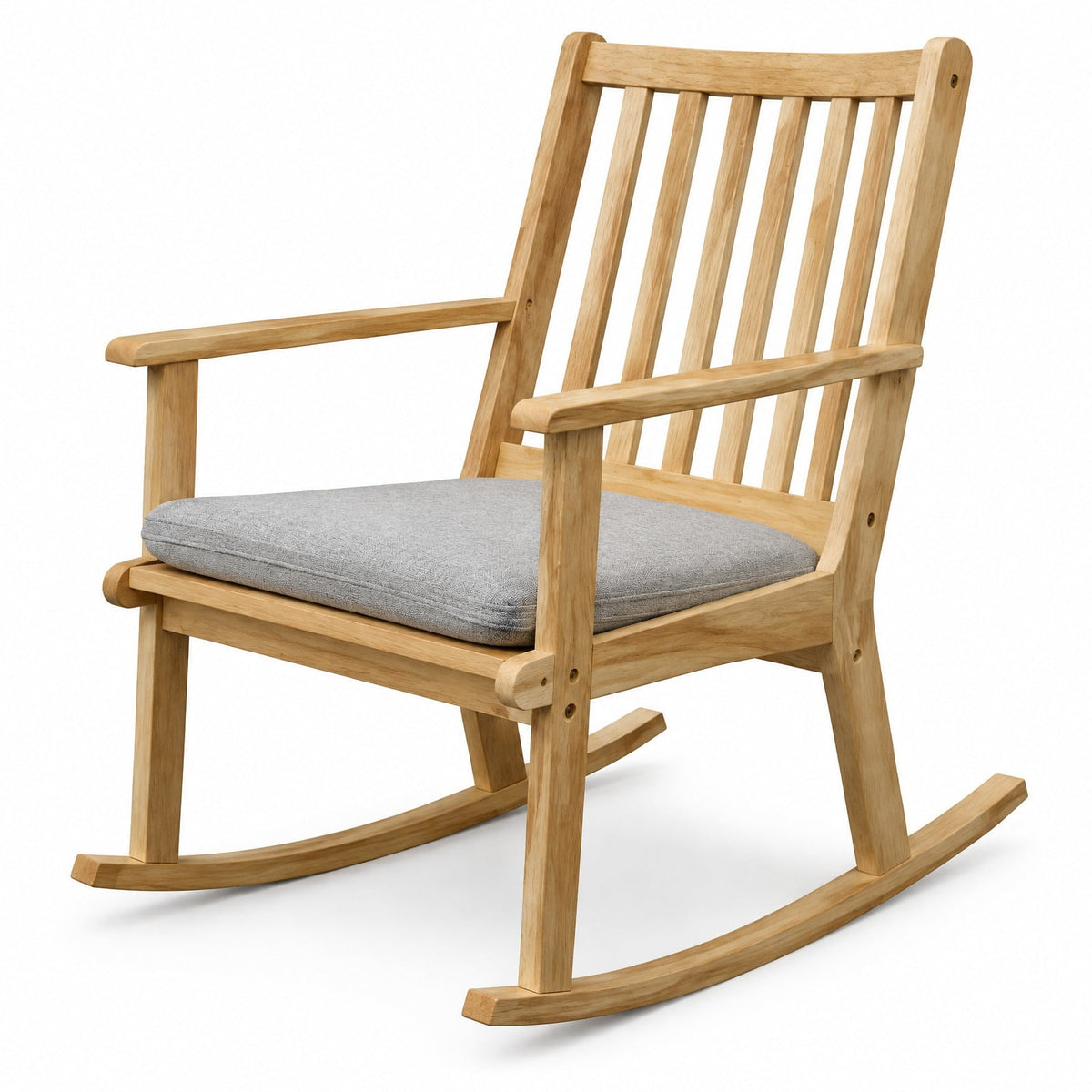 Airfind Rocking Chair with Cushion Solid Rubber Wood Rocker with Padded Seat, 160 kg Capacity, Rubber Wood Fabric Sponge Frame, Natural