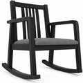 Airfind Rocking Chair with Slatted Back and Curved Armrests, 400 lbs Capacity, Rubber Wood Linen Fabric Sponge MDF Frame, 28 x 24 x 31 Footprint