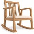 Airfind Rocking Chair with Slatted Back and Curved Armrests, 400 lbs Capacity, Rubber Wood Linen Fabric Sponge MDF Frame, 28 x 24 x 31 Footprint