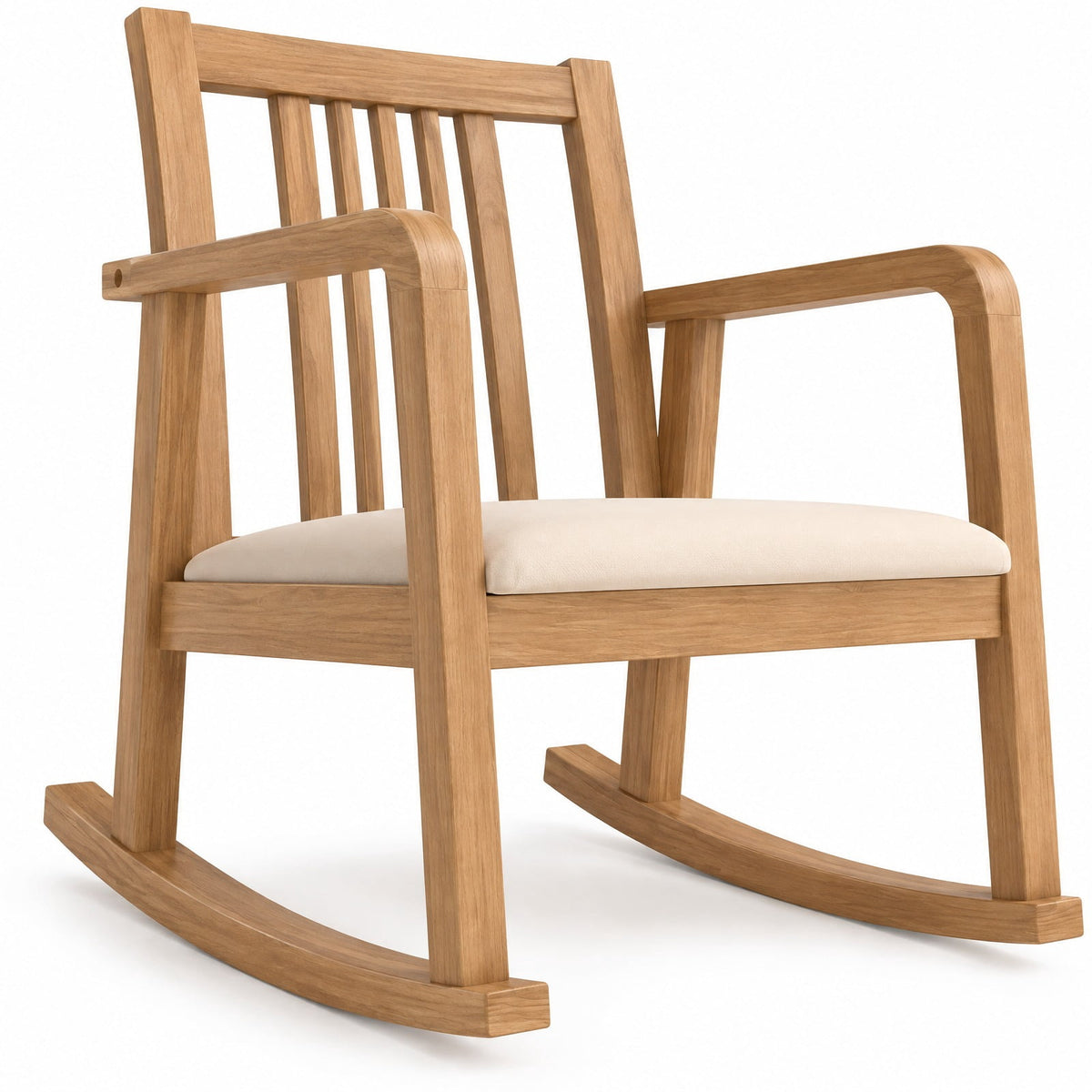 Airfind Rocking Chair with Slatted Back and Curved Armrests, 400 lbs Capacity, Rubber Wood Linen Fabric Sponge MDF Frame, 28 x 24 x 31 Footprint