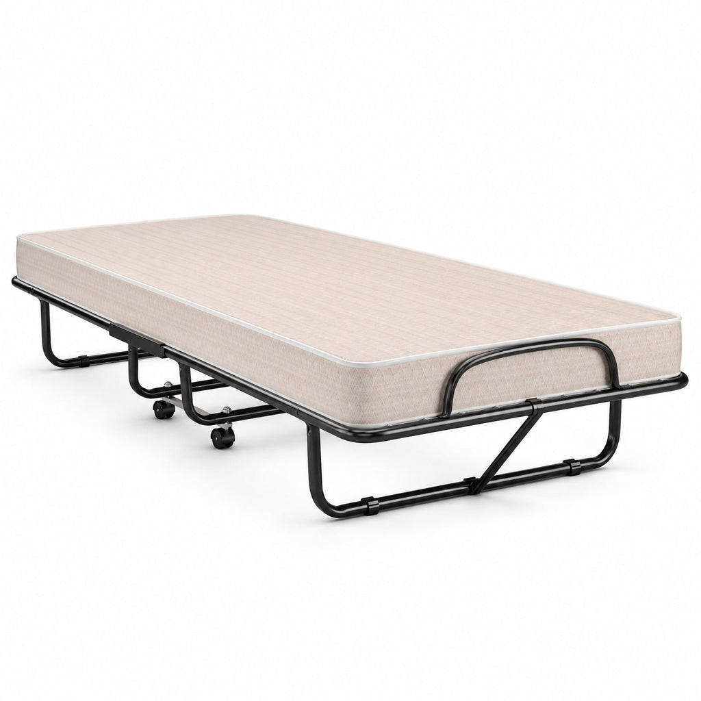 Airfind Rollaway Guest Bed with Sturdy Steel Frame and Memory Foam Mattress Made in Italy, 440 lbs Capacity, Steel memory foam foam Frame, Beige