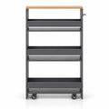 Airfind Rolling Kitchen Slim Storage Cart Mobile Shelving Organizer with Handle, Engineered wood Frame, 19in x 5in x 32in Footprint, Gray