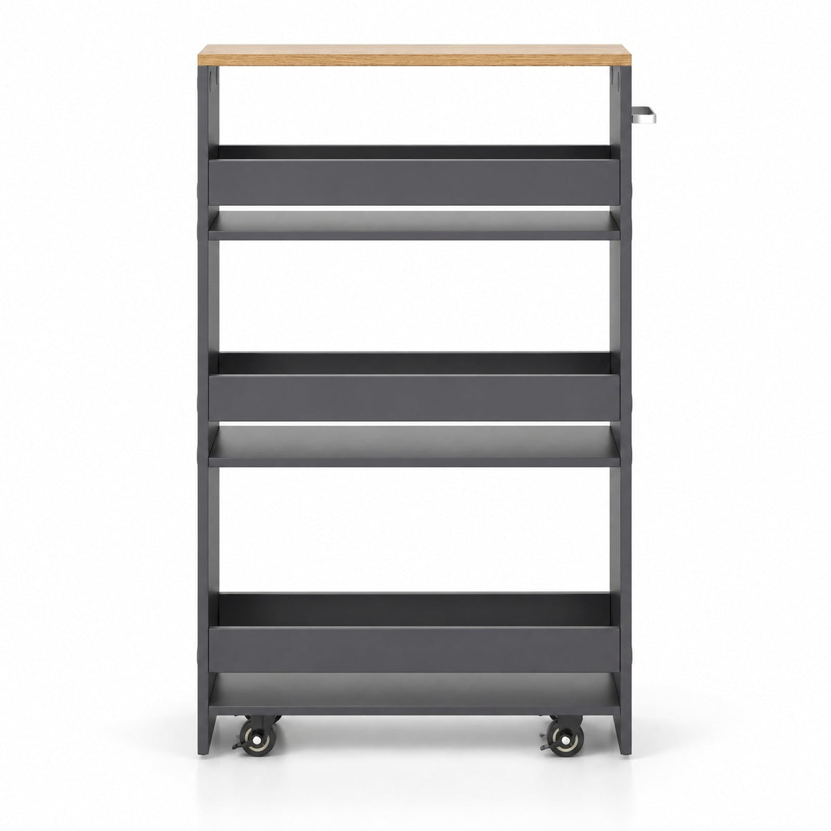 Airfind Rolling Kitchen Slim Storage Cart Mobile Shelving Organizer with Handle, Engineered wood Frame, 19in x 5in x 32in Footprint, Gray