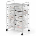 Airfind Rolling Storage Cart 15-Drawer Trolley with Chrome Plated Metal Frame, 22 lbs Capacity, Metal PP Frame, 24.5 × 15 × 38 Footprint