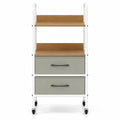 Airfind Rolling Utility Storage Cart with 2 Open Shelves and 2 Fabric Drawers, 22 lbs Capacity, Metal Engineered Wood Non-woven Fabric Frame