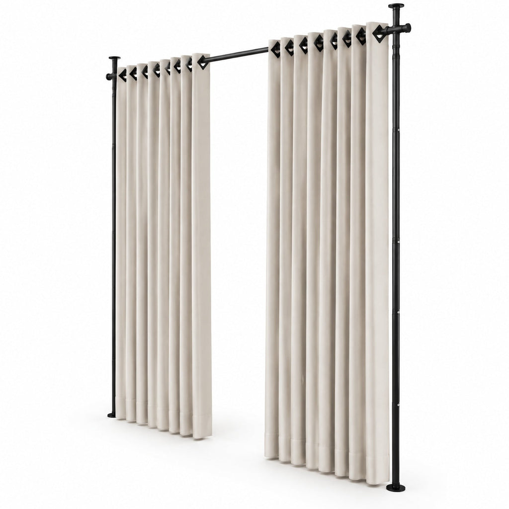 Airfind Room Divider Curtain Rod with Adjustable Floor to Ceiling Tension Rod (Curtains Not Included), 45 lbs Capacity, Metal Frame, Black