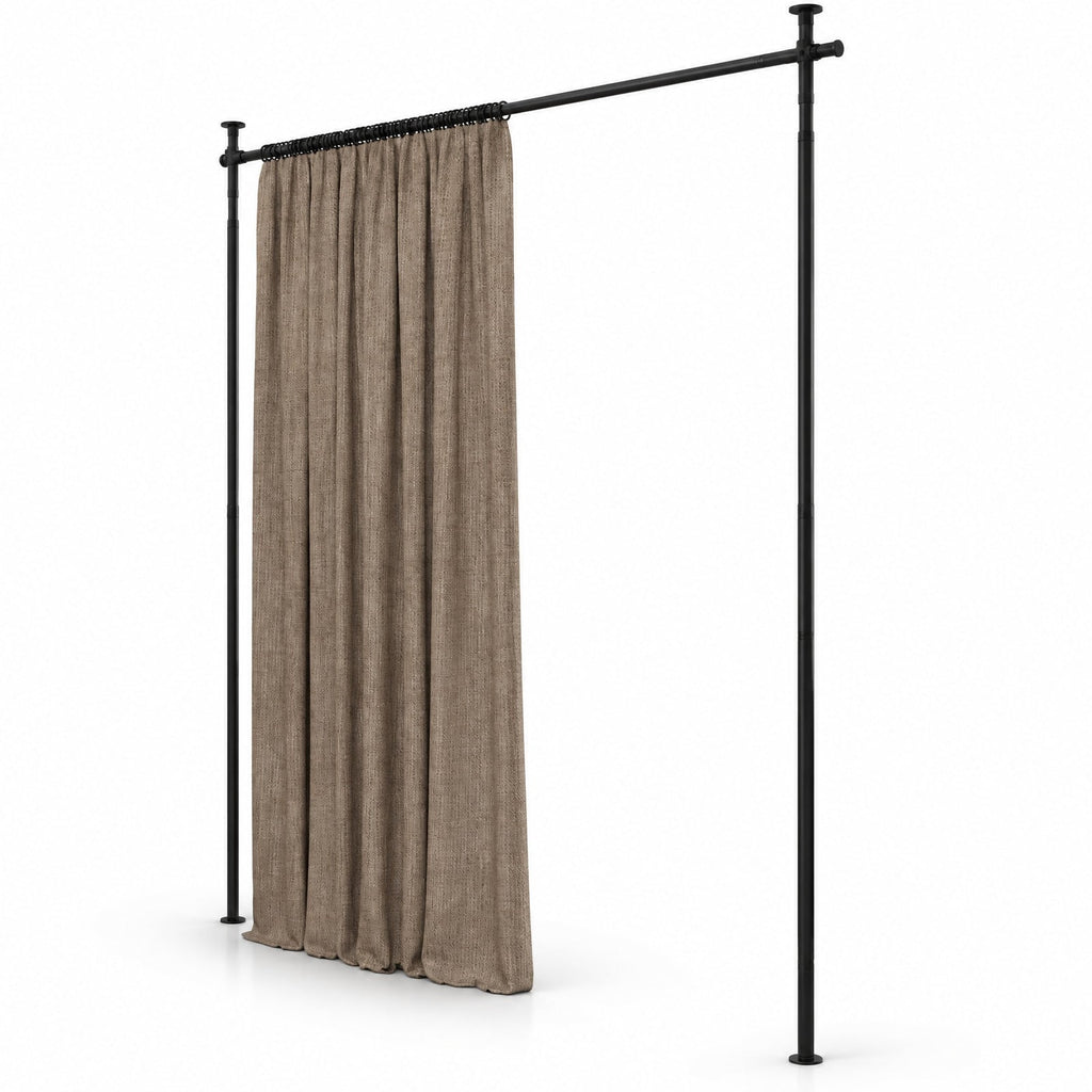 Airfind Room Divider Curtain Rod with Adjustable Floor to Ceiling Tension Rod No Drilling Required, 45 lbs Capacity, Metal Frame, Black