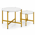 Airfind Round Coffee Table Set of 2 with Heavy-Duty Metal Frame, 200 lbs Capacity, Engineered Wood Metal Frame, 25.5 x 25.5 x 20 Footprint, White