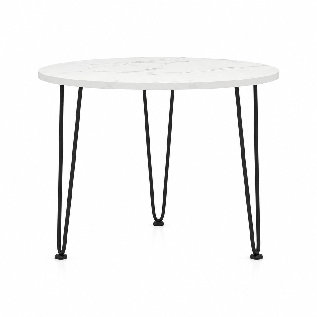 Airfind Round Coffee Table with Thickened Tabletop and Metal Tripod Legs, 23.5 x 23.5 x 18.5Weight Footprint, White
