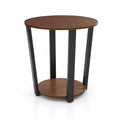 Airfind End Table, Round, with Open Shelf and Metal Frame, 66 lbs Capacity, Engineered Wood Metal Frame, 19.5 Inch x 19.5 Inch x 22.5 Inch Footprint, Walnut