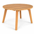 Airfind Round Outdoor Acacia Wood Side Table with Slatted Tabletop, 165 lbs Capacity, Acacia Wood Frame, 24.5 x 24.5 x 16 Footprint, Wood