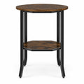 Airfind Round Side Table Small End Table with Storage Shelf 2-Tier Nightstand for Small Space, 90 lbs Capacity, Engineered Wood Carbon Steel Frame