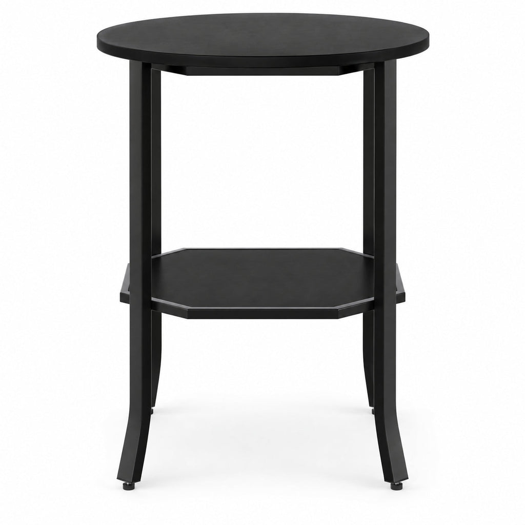 Airfind Round Side Table Small End Table with Storage Shelf 2-Tier Nightstand for Small Space, 90 lbs Capacity, Engineered Wood Carbon Steel Frame