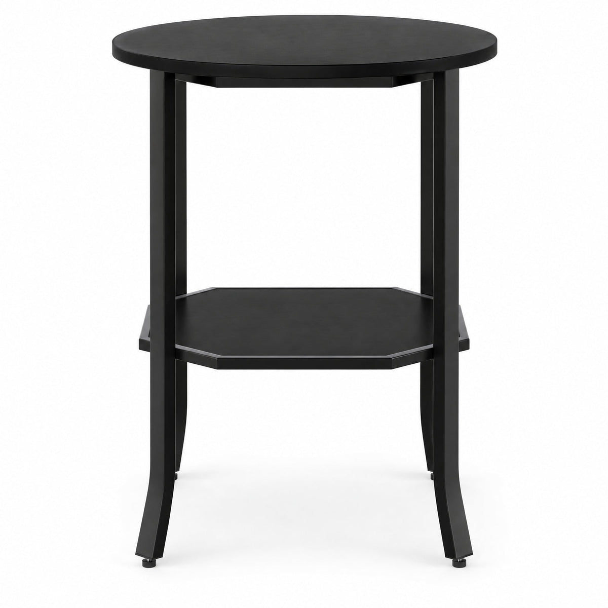 Airfind Round Side Table Small End Table with Storage Shelf 2-Tier Nightstand for Small Space, 90 lbs Capacity, Engineered Wood Carbon Steel Frame