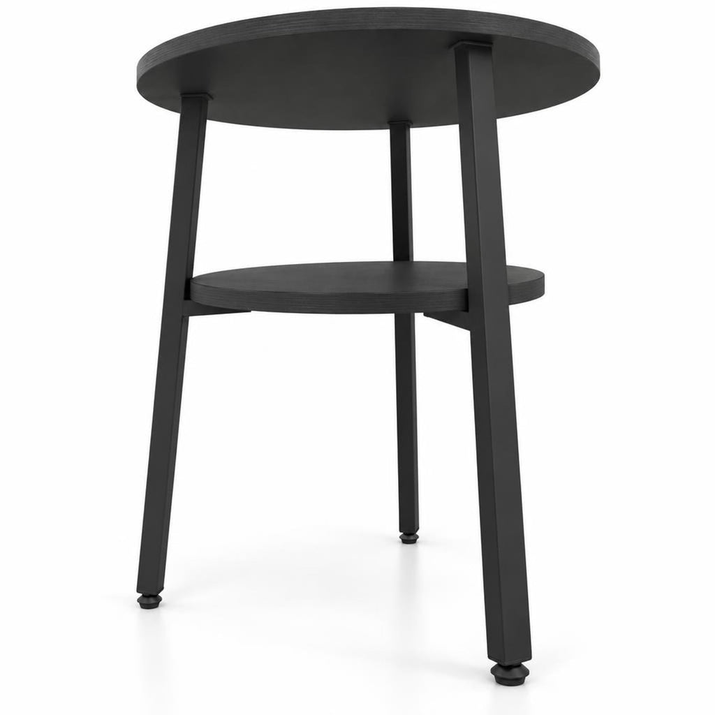 Airfind Side Table, Round, with Storage Shelf and Metal Frame for Living Room, of Tabletop 90 lbs Capacity, Engineered Wood Metal Frame, Black