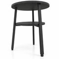 Airfind Side Table, Round, with Storage Shelf and Metal Frame for Living Room, of Tabletop 90 lbs Capacity, Engineered Wood Metal Frame, Black
