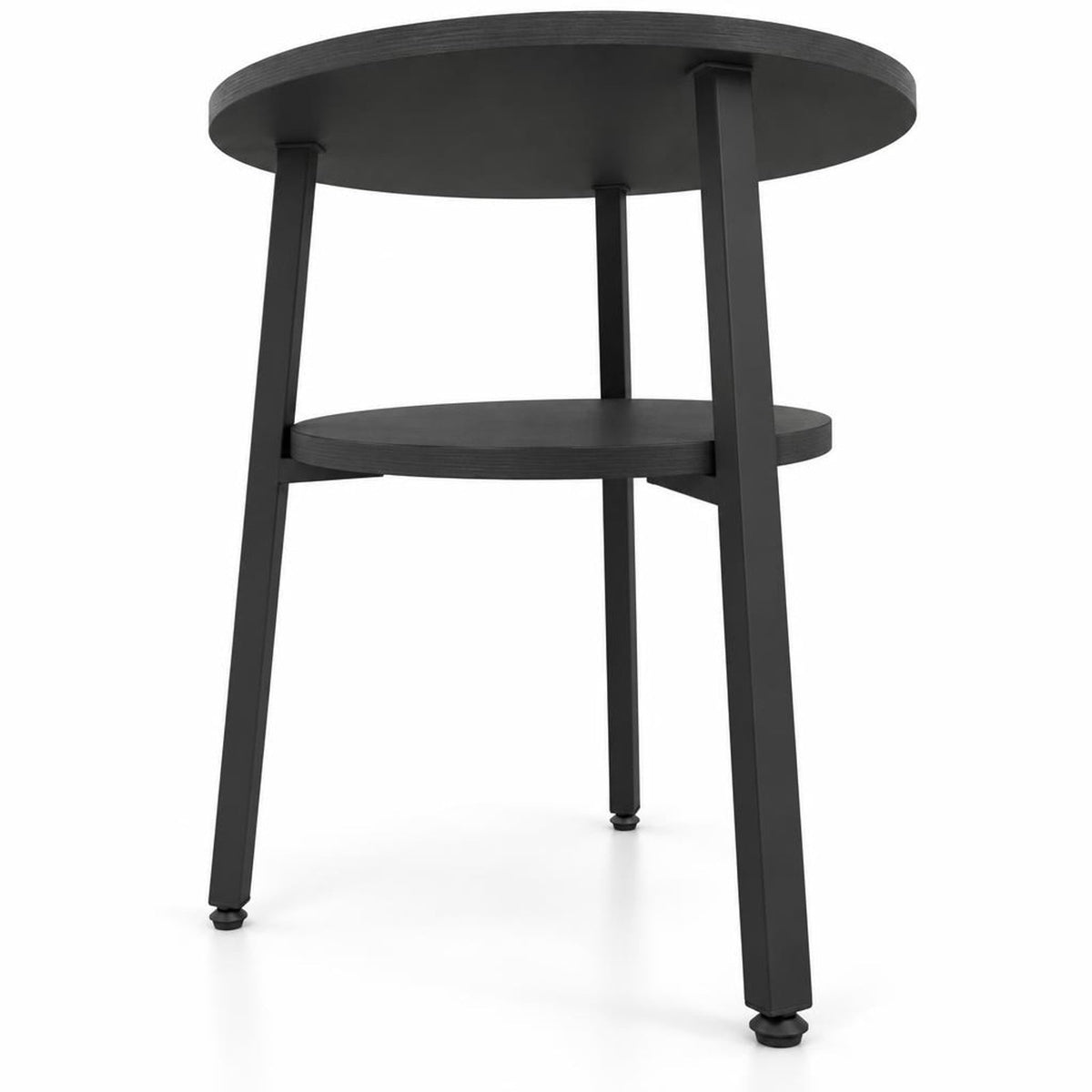 Airfind Side Table, Round, with Storage Shelf and Metal Frame for Living Room, of Tabletop 90 lbs Capacity, Engineered Wood Metal Frame, Black