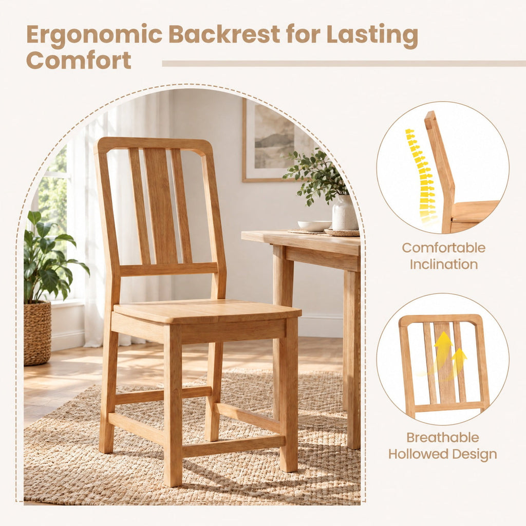 Airfind Rubber Wood Dining Chairs Set of 2 with Hollowed Backrest, Capacity 440 lbs Capacity, Rubber Wood Frame, 21 x 16.5 x 35.5 Footprint