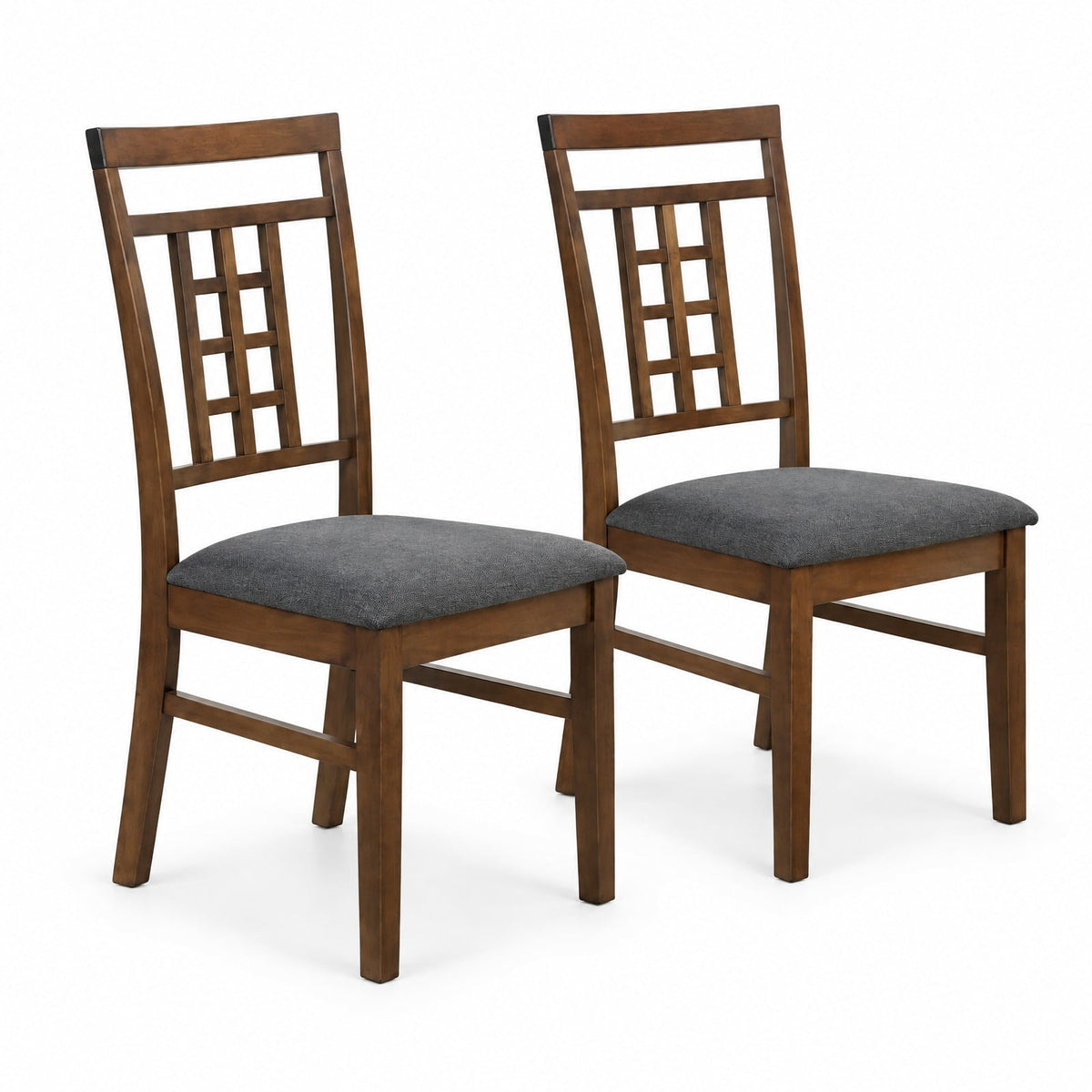 Airfind Rubber Wood Dining Chairs Set of 2 with Lattice Back, Chair 330 lbs Capacity, Rubber Wood Linen Fabric Sponge Frame, Brown
