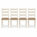 Airfind Rubber Wood Dining Chairs Set of 4 with Padded Linen Seat and Slatted Backrest, 330 lbs Capacity, Rubber Wood Sponge Fabric Frame, White