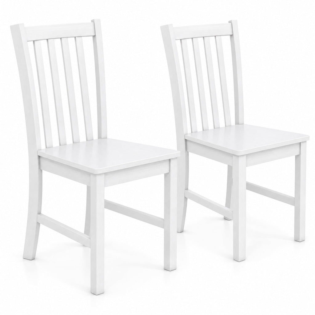 Airfind Rustic Dining Chairs Set of 2 Wooden Kitchen Chairs with Slat Tilt Backrest, Chair 330 lbs Capacity, Rubber Wood Frame, White