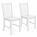 Airfind Rustic Dining Chairs Set of 2 Wooden Kitchen Chairs with Slat Tilt Backrest, Chair 330 lbs Capacity, Rubber Wood Frame, White