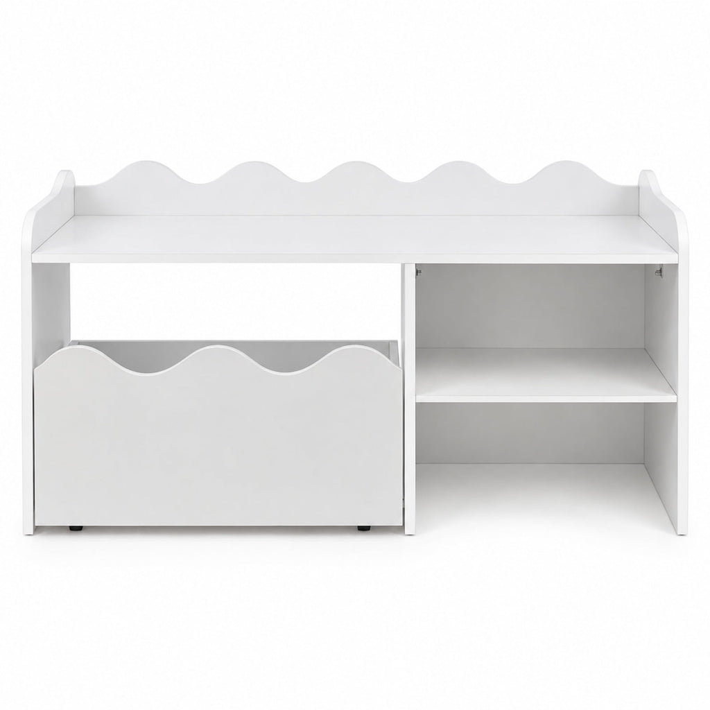 Airfind Scalloped Kids Bookshelf and Toy Storage Organizer for Playroom, 77 lbs Capacity, MDF Frame, for 3+ Years Old, 35 Inch x 16 Inch x 18 Inch Footprint