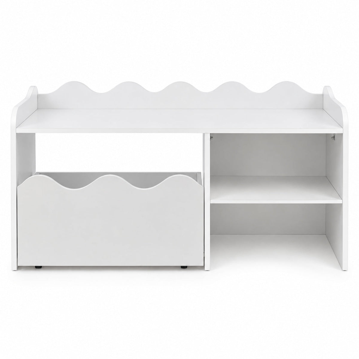 Airfind Scalloped Kids Bookshelf and Toy Storage Organizer for Playroom, 77 lbs Capacity, MDF Frame, for 3+ Years Old, 35 Inch x 16 Inch x 18 Inch Footprint