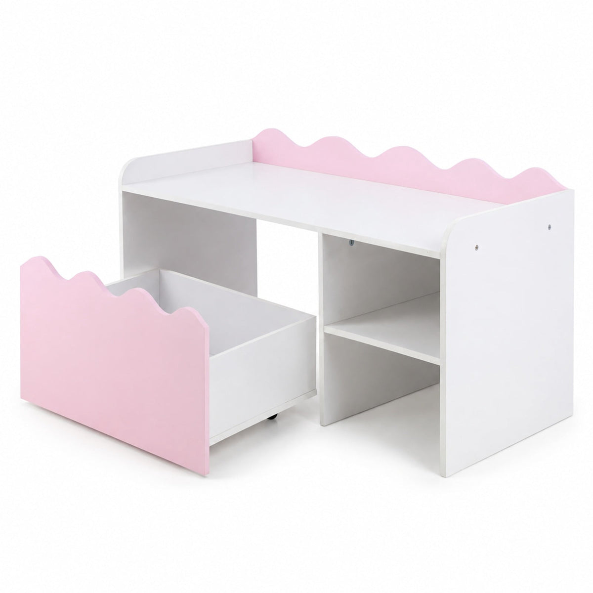 Airfind Scalloped Kids Bookshelf and Toy Storage Organizer for Playroom, 77 lbs Capacity, MDF Frame, for 3+ Years Old, 35 Inch x 16 Inch x 18 Inch Footprint