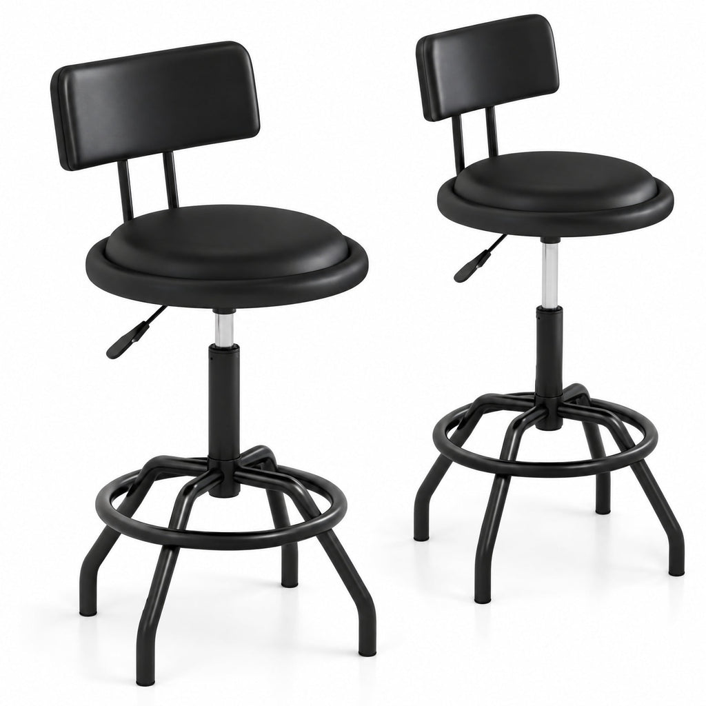 Airfind /2 360° Swivel Counter, Set of 1, Height Barstool with Padded Seat and Back-2 Pieces, 330 lbs Capacity, Metal PU Sponge Plywood Frame, Black