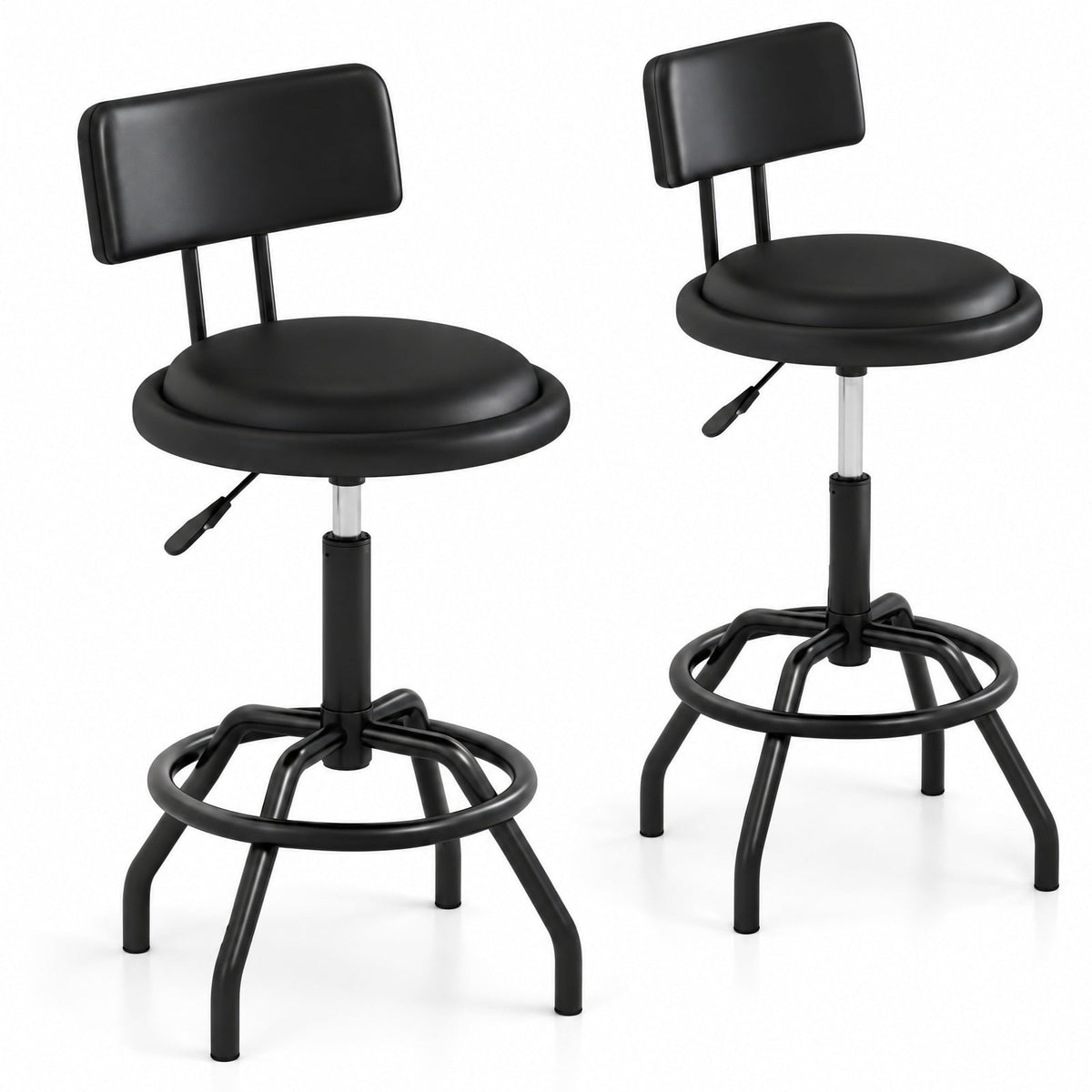 Airfind /2 360° Swivel Counter, Set of 1, Height Barstool with Padded Seat and Back-2 Pieces, 330 lbs Capacity, Metal PU Sponge Plywood Frame, Black