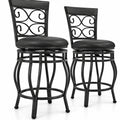 Airfind Set of 2 26 Inch Bar Stool with Backrest and Footrest, 300 Lbs Capacity, Metal PU Sponge, 19 Inch X 16.5 Inch X 45 Inch, Black