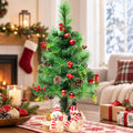 Airfind Set of 2 29 Inch Battery Powered Pre, PVC PET Metal PE Tree Height: 25 Tree Width: 16 Length of Ground Stakes: 4 Frame, Green
